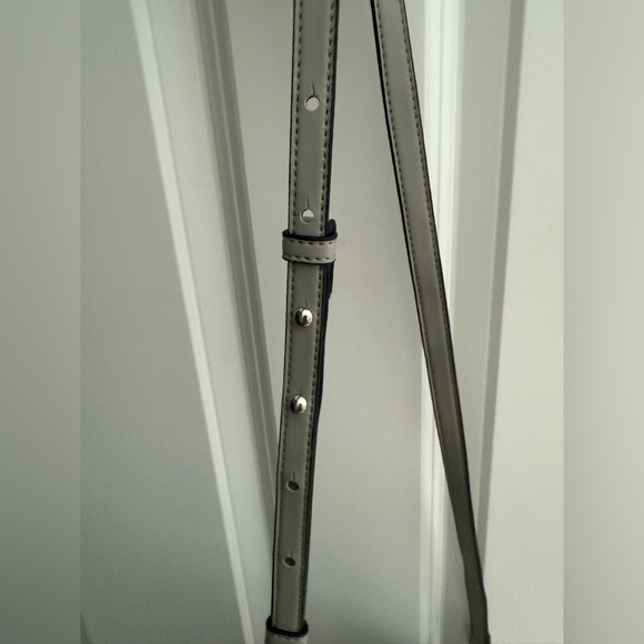 Gray Crossbody Saddle Bag | Silver Hardware | Adjustable Strap - Picture 5 of 6